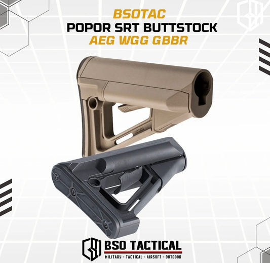 BD Tactical Popor SRT Style Polymer Buttstock Adjustable Position for AEG WGG GBBR