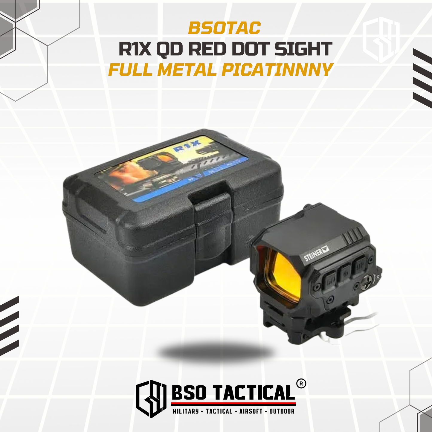 R1X Tactical Red Dot Scope Sight IR Function Picatinny QD Full Metal