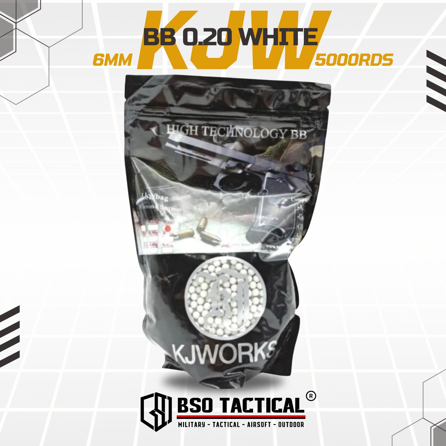 BB Airsoft 6mm KJW 0.20 0,20 5000rds White High Precision Original