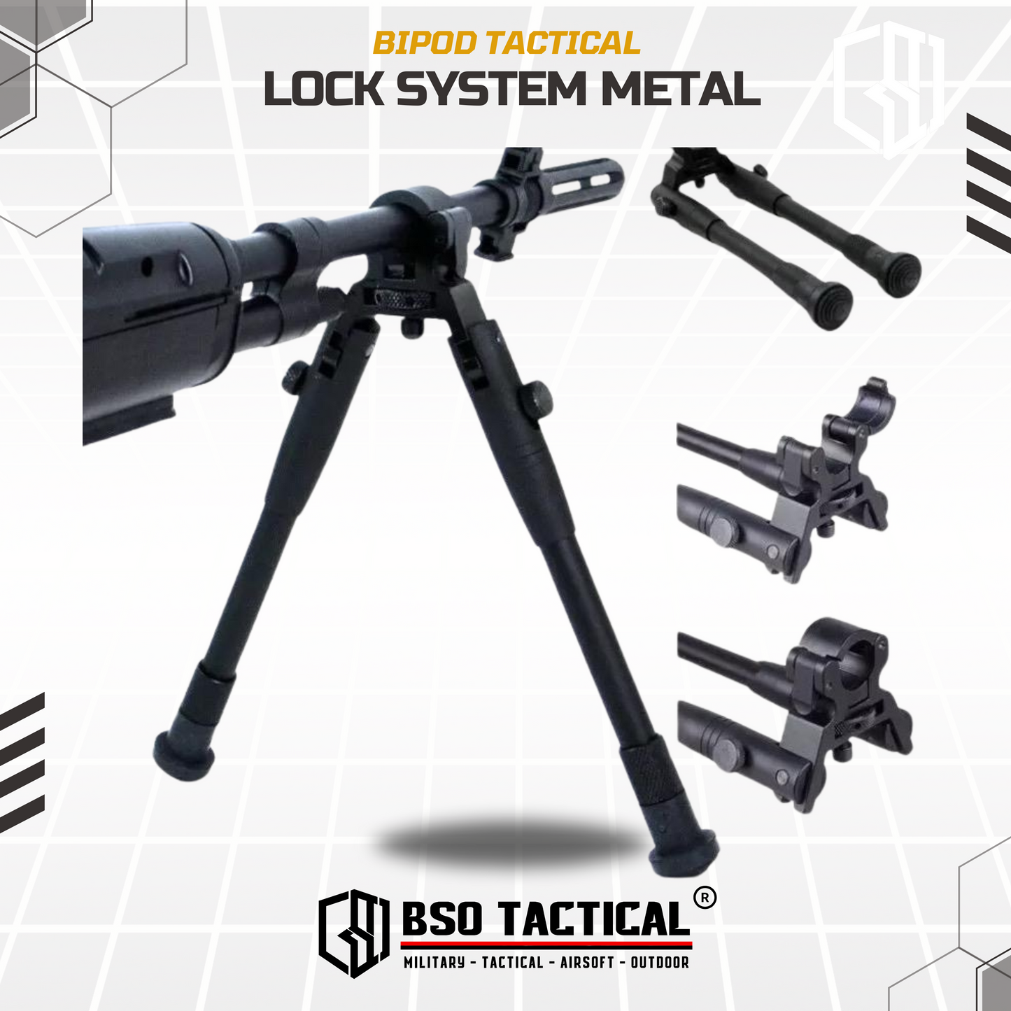 Barrel Mount Bipod Clamp Tactical Adjustable Full Metal Foldable Quick Release Universal