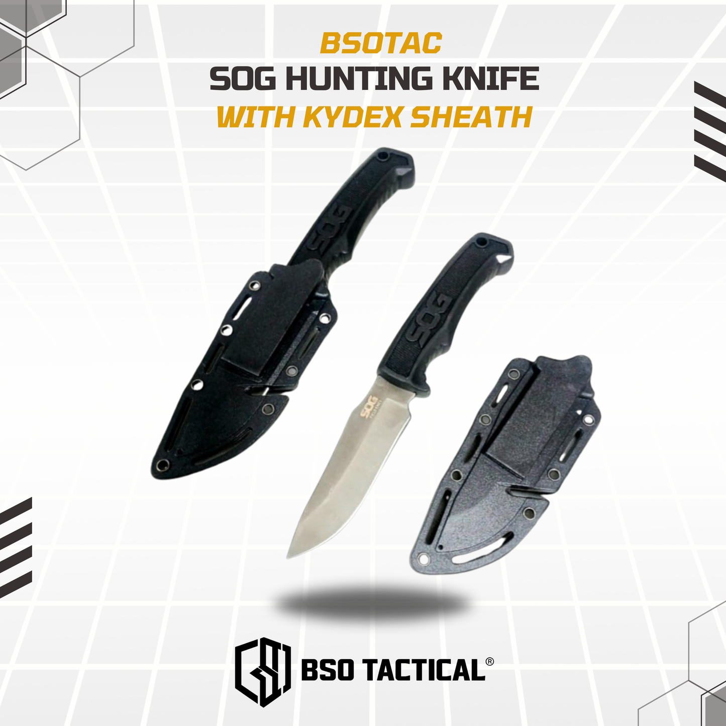 Pisau Hunting SOG with Kydex Sheath Outdoor Camping EDC Knife