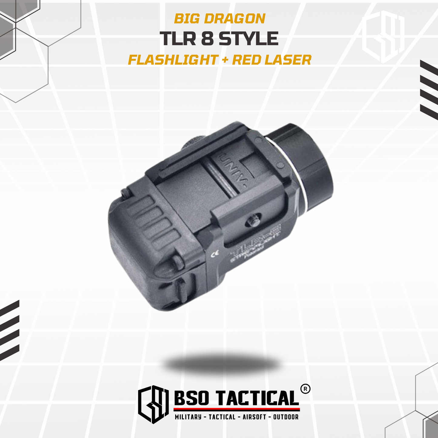 Senter Tactical TLR8 LED Light Combo with Red Laser Picatinny Rail White Flashlight Black