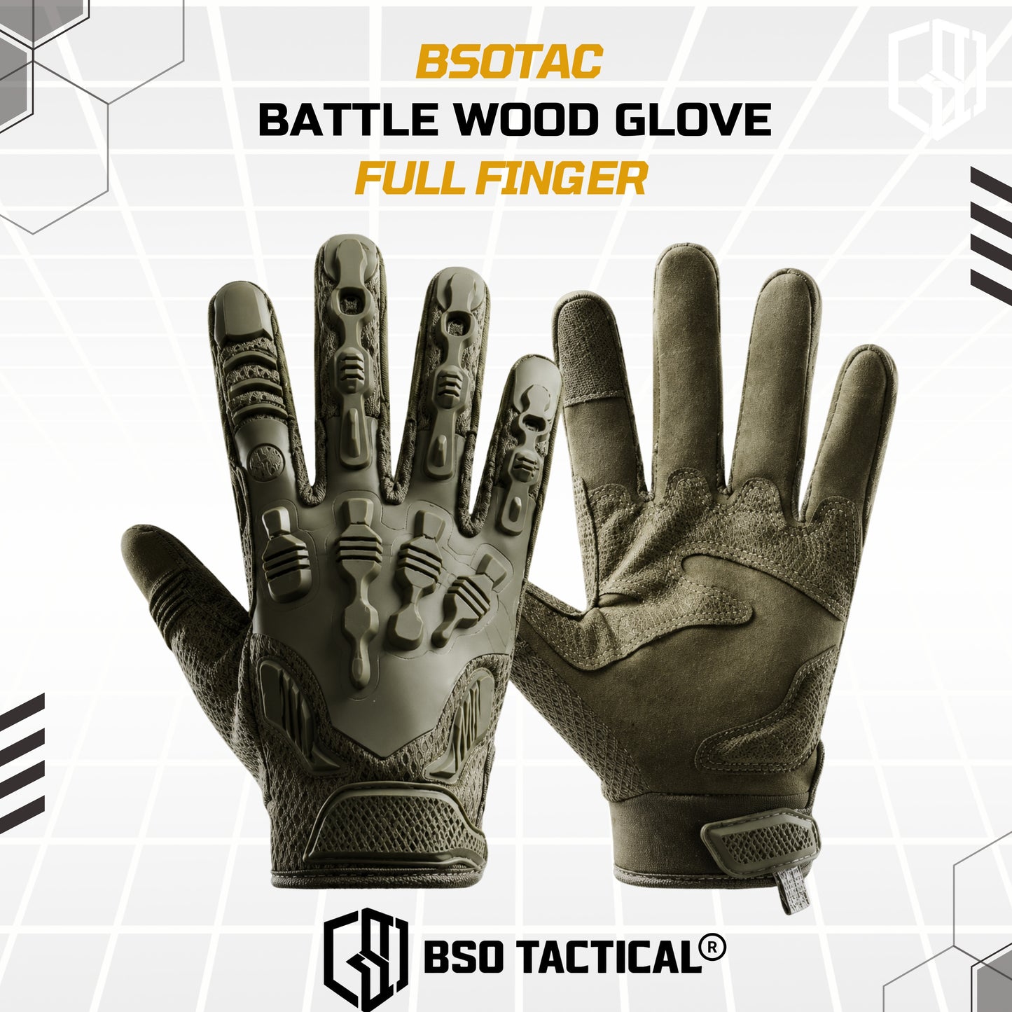 Battle Wood Outdoor Tactical Motorcycle Glove Full Finger Protection Multifungsi - ST1805