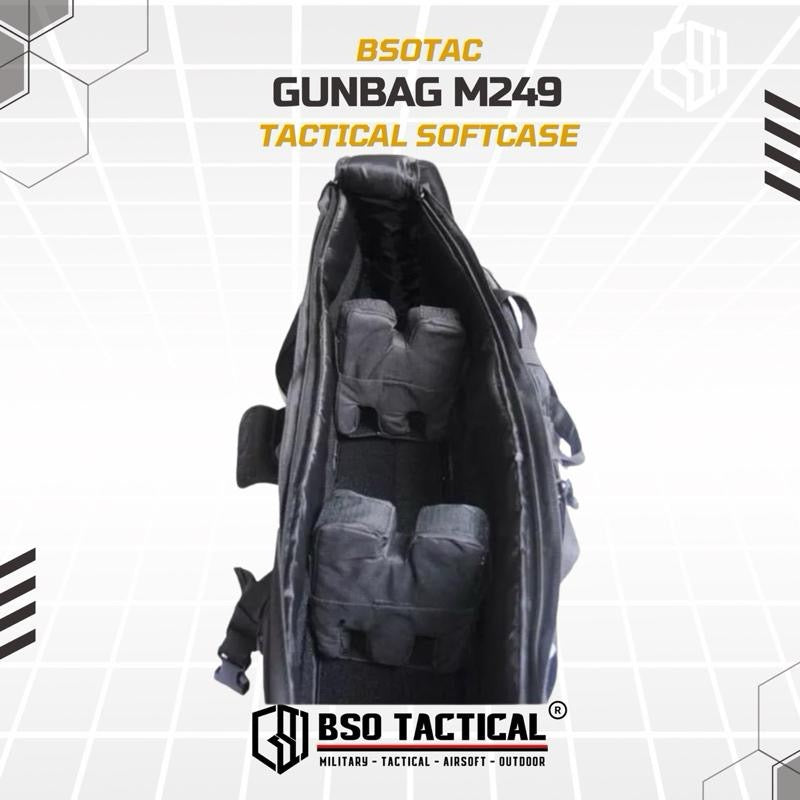 Tas Bag Long Case M249 Dinier 2 Slot Softcase Multifungsi Outdoor Tactical Gunbag dengan 3 Saku dan Tali Genggam Adjustable untuk Aktivitas Outdoor