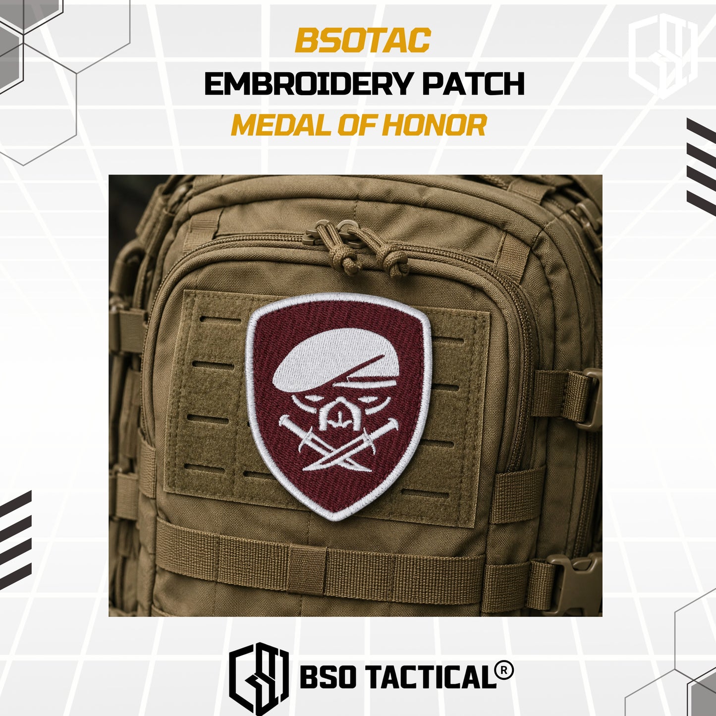 BSO Embroidery Patch Medal Of Honor 1st Battalion Ranger Bordir Patch