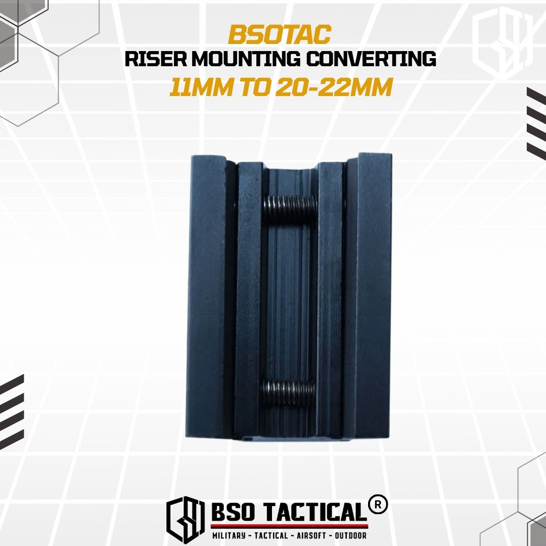 Riser Mounting Adapter Converting 11mm to 20-22mm Picatinny Rail Dull Metal Default