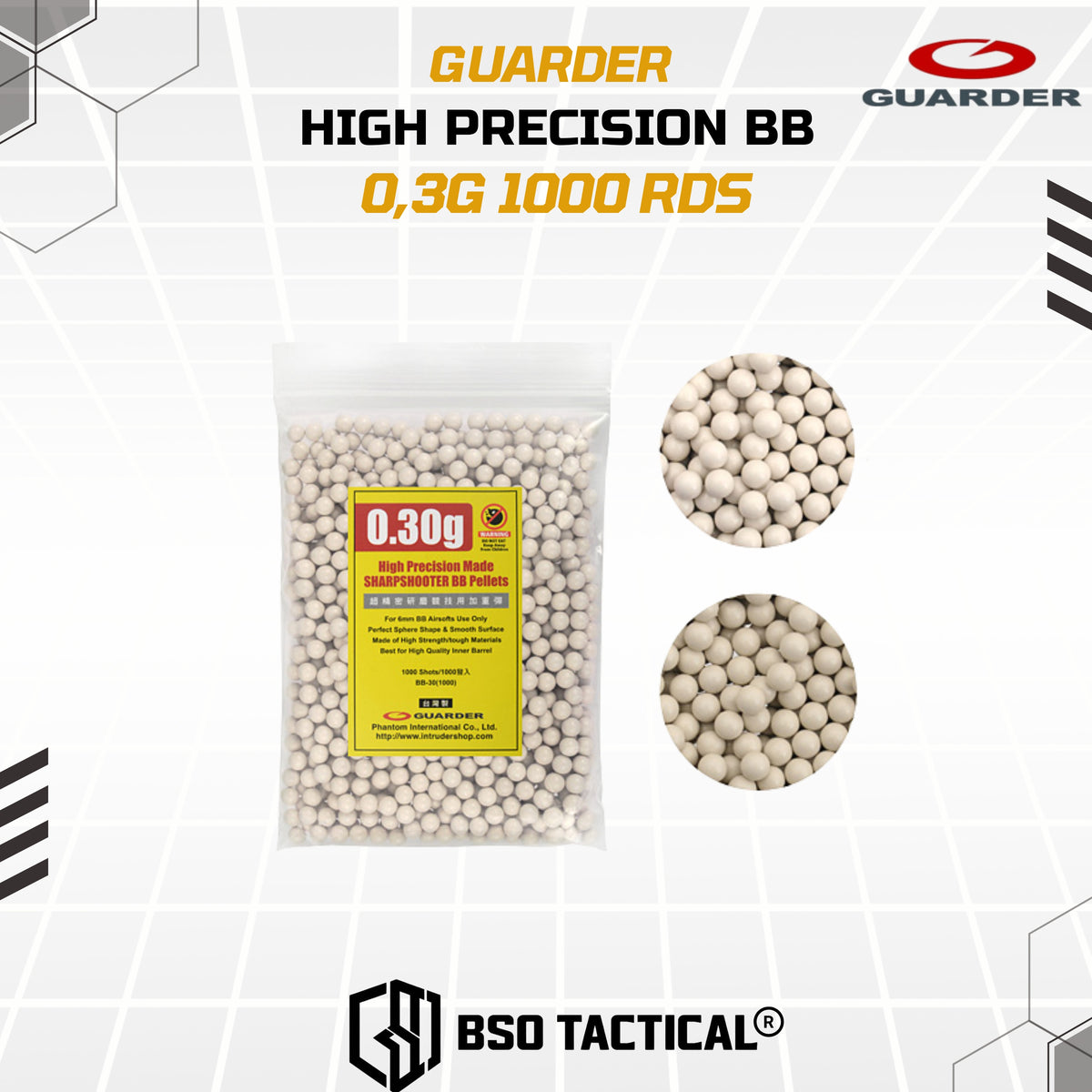 Guarder High Precision BB 0.30 0.3 0,30 0,3 1000 Rds Airsoft - ORIGINAL