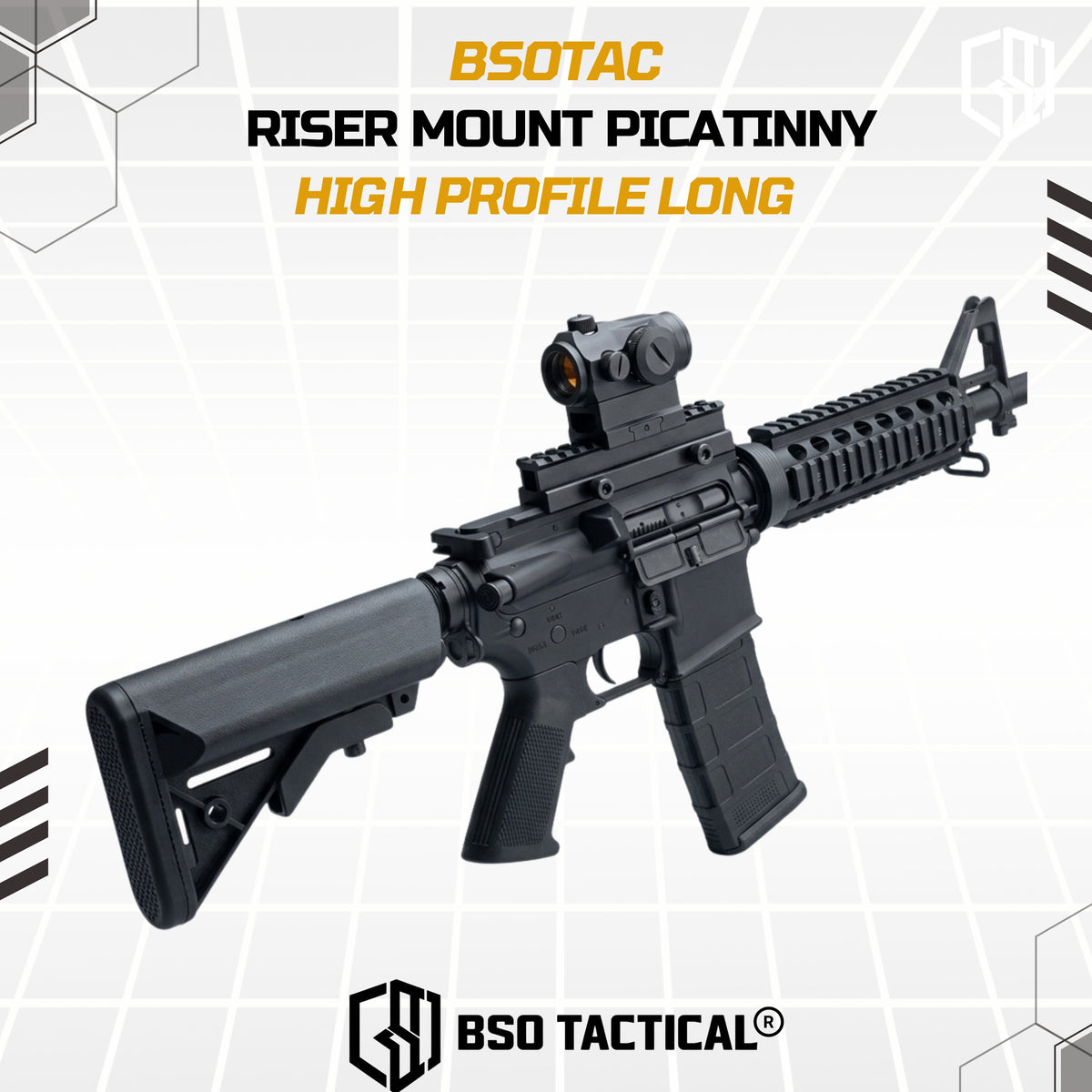 Riser Mount Picatinny High Profile Long CNC for Optic Scope Mounting Peninggi Rail
