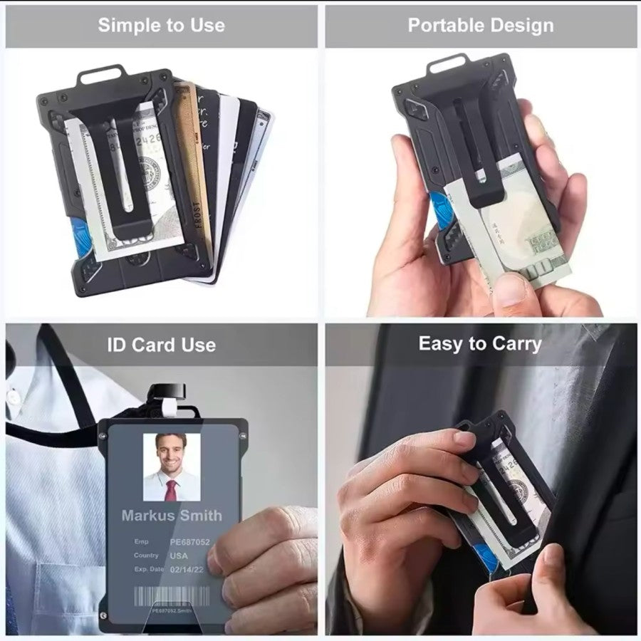 Tactical Magic Wallet Anti RFID Alumunium Card Holder Carbon with Clip Dompet Kartu