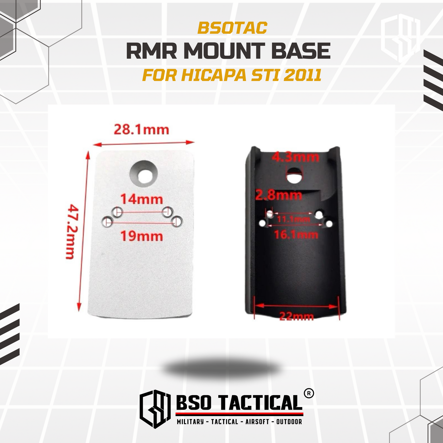 SV Hicapa 2011 RMR Red Dot Mount Metal Mounting Sight Plate CNC Material