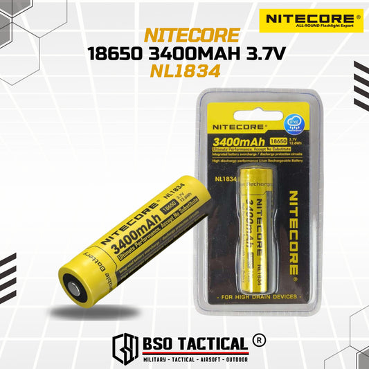 NITECORE Rechargeable 18650 Li-ion Battery 3400mAh 3.7V NL1834 ORI