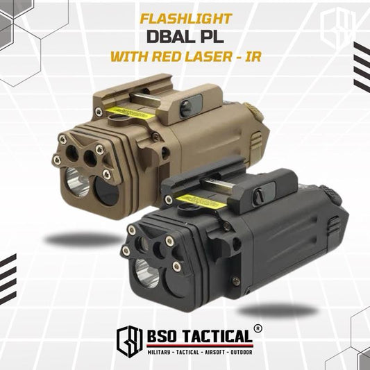 Senter Tactical DBAL PL LED Flashlight Strobo IR Red Laser Full Metal