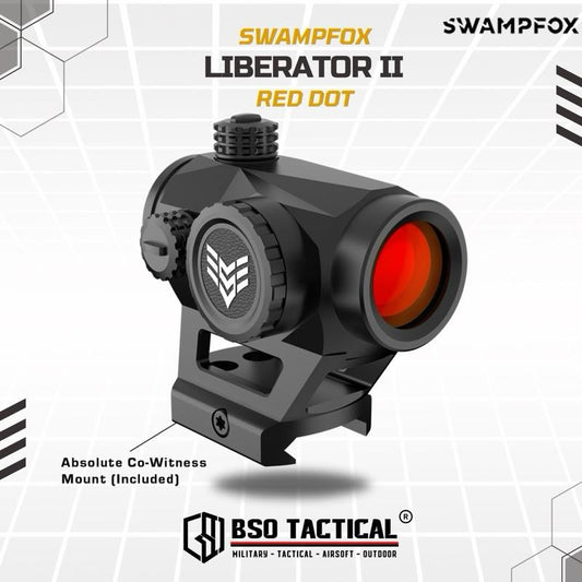 Swampfox LIBERATOR II Tactical Red Dot Scope with Low and High Riser Picatinny