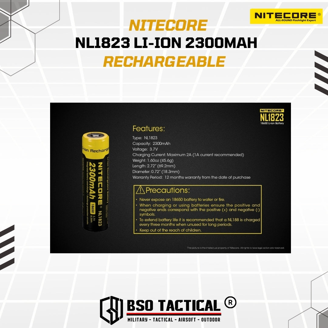 NITECORE Baterai Rechargeable 18650 Li-Ion 3.7V 2300mAh 1 - NL1823