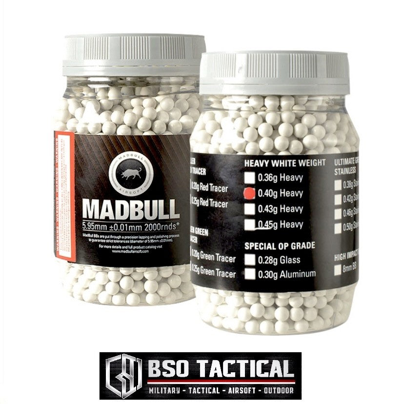 Madbull 6mm BB 0.40 0,40 2000rds Heavy White Precision BB - ORIGINAL