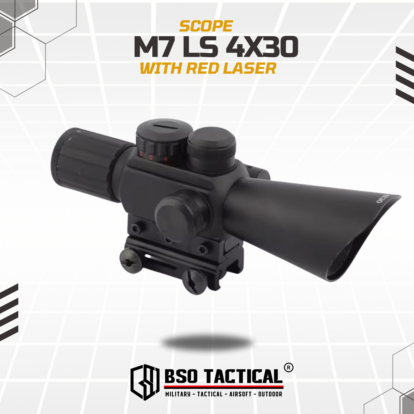 Scope M7 LS 4x30 with Red Laser Full Metal Picatinny Rail