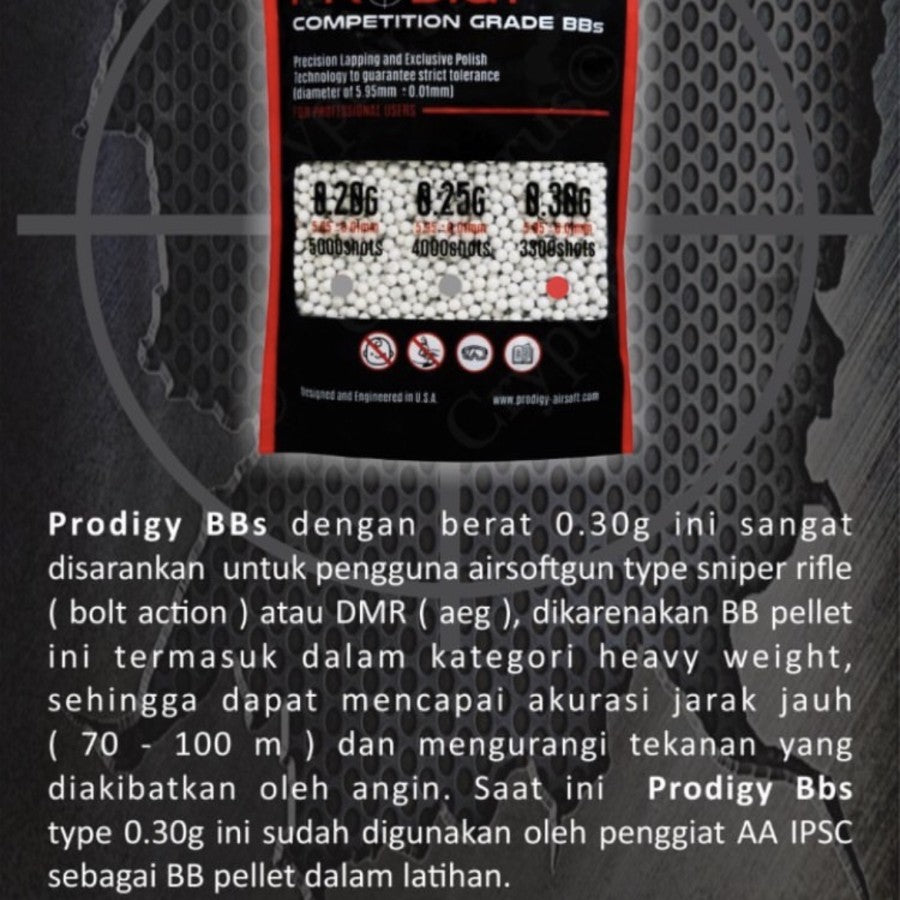 Prodigy Airsoft Competition BB's 6mm 0.30/0,30/0.3/0,3 3300 BB ORI