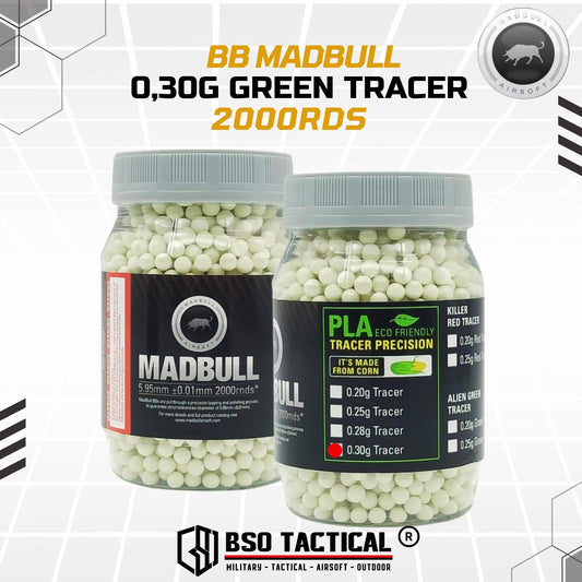 Madbull BB 0.30 0,30 Alien Green PLA Tracer 2000rds Night Combat - ORIGINAL