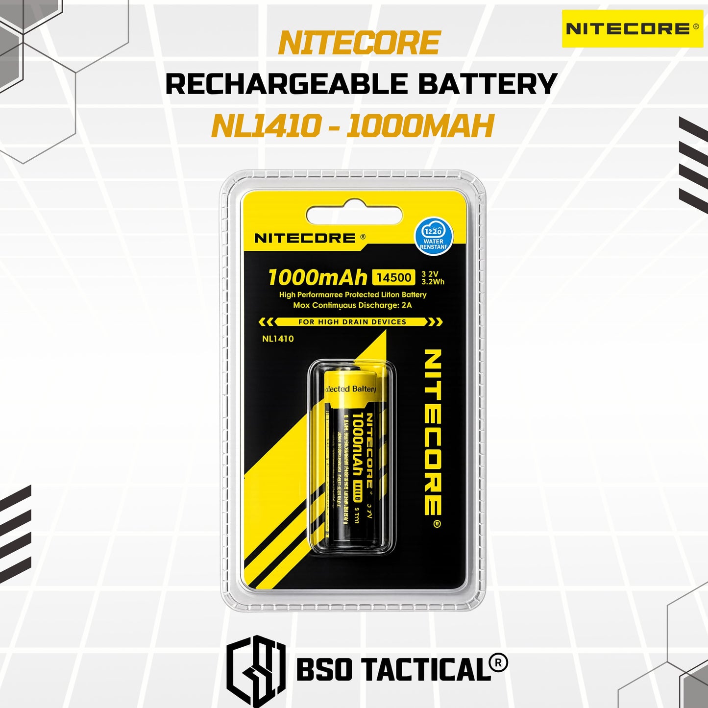 Nitecore Battery 14500 Rechargeable 1000mah Li Ion 3.7V ORIGINAL Batre Baterai
