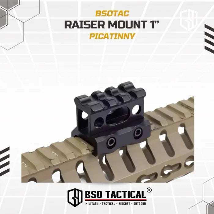 Riser Mount 1” Picatinny Rail 3 Slot Full Metal for Optic Laser Senter Flashlight