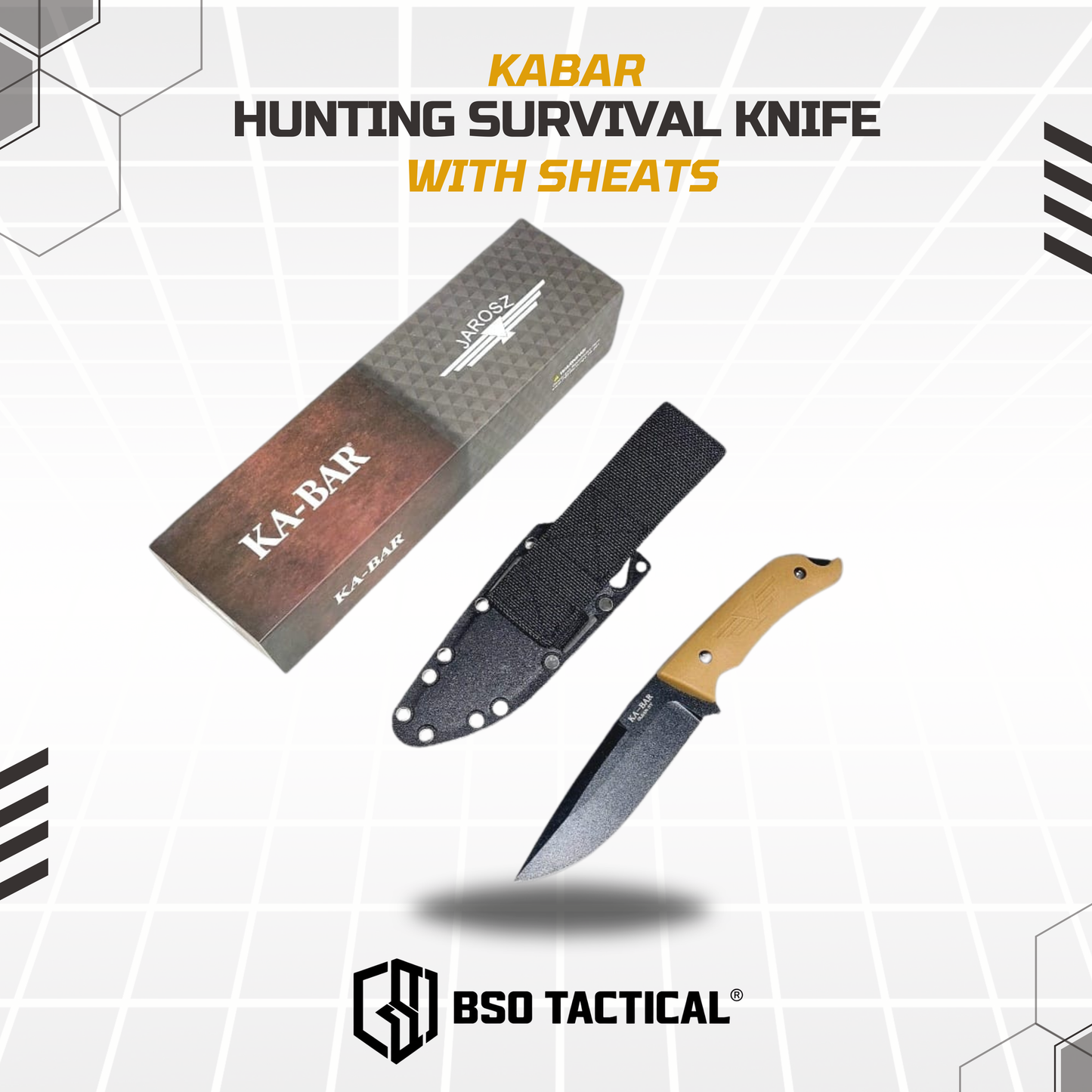Pisau Hunting Outdoor Knife Kabar Jarosz Full Tang with Kydex Sheats