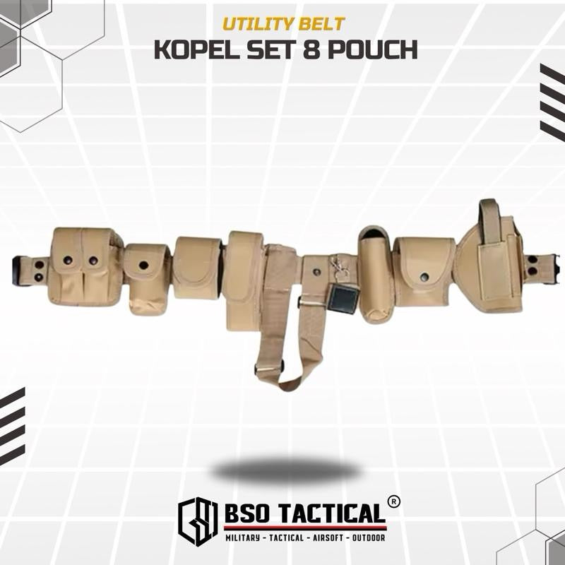 Ikat Pinggang Kopel Outdoor 8 Kantong Pouch Set Heavy Duty Utility Belt Organizer Multifungsi untuk Olahraga Luar Ruangan