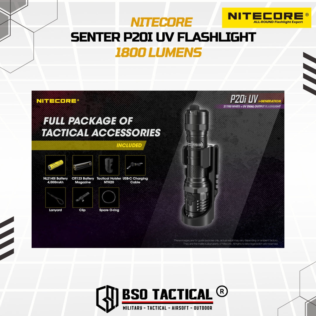 NITECORE Senter UV Ultraviolet Flashlight SST-40-W 4xUV LED 1800Lumens - P20iUV