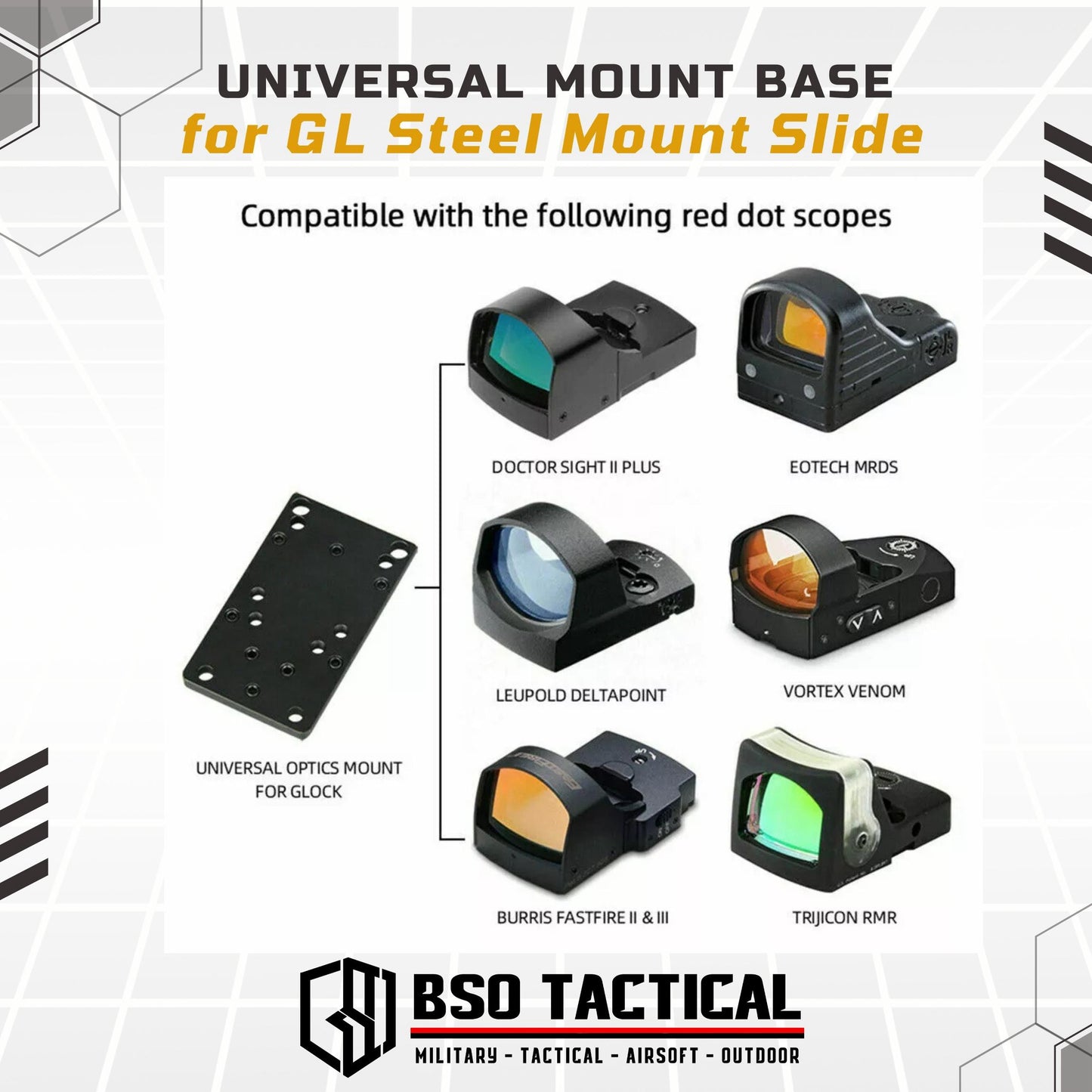 Mount Base Universal for GL Mount Slide for Red Dot Sight RMR Steel Material