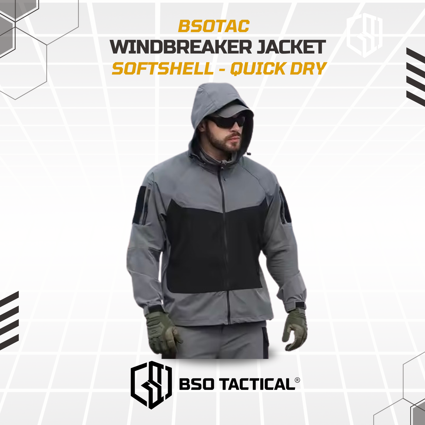 Jacket Windbreaker Soft Shell with Hoodie for Outdoor Quick Dry