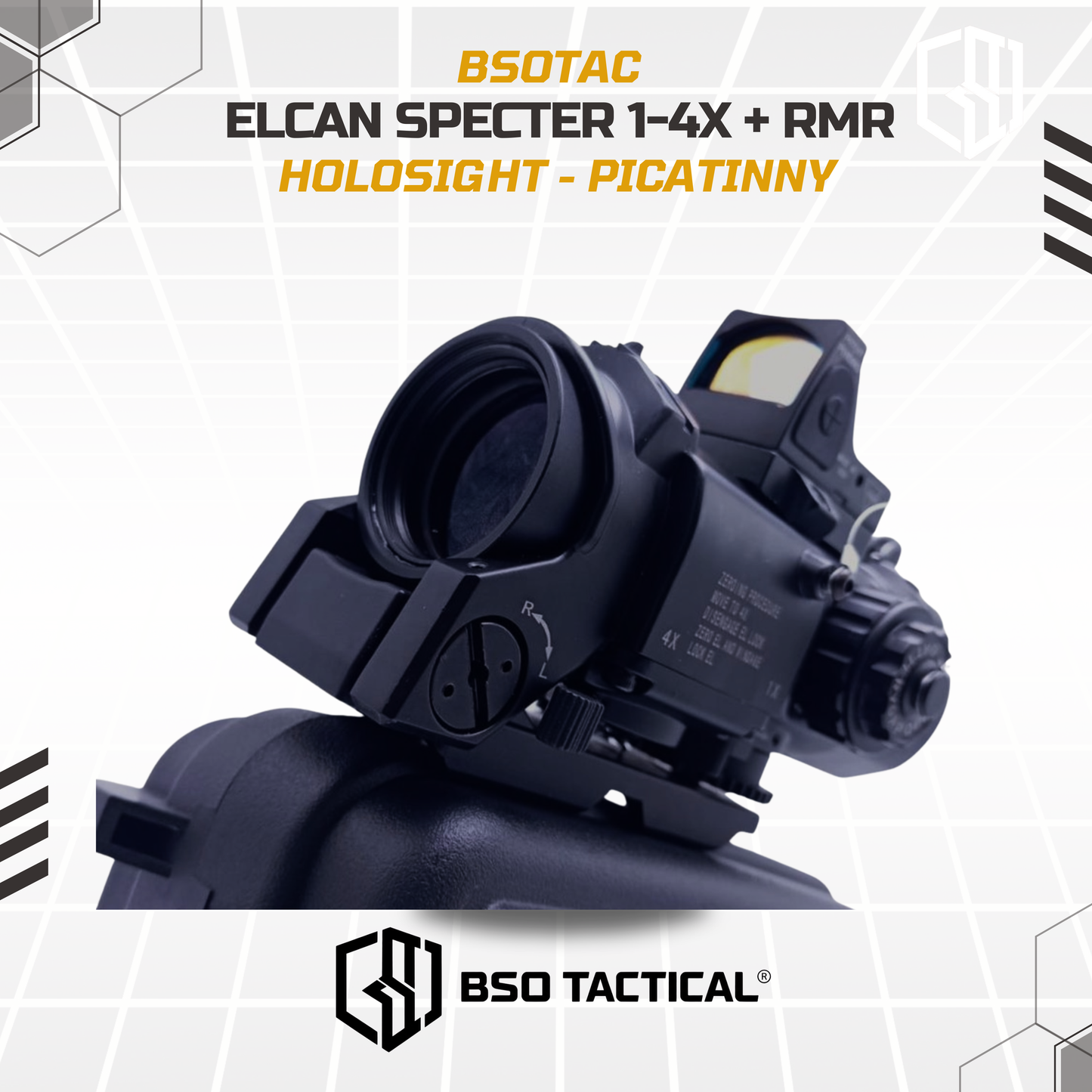 Elcan Spectre 1x-4x fixed Reticle with Red Dot Scope RMR Sight Picatinny CNC Quick Detached