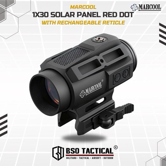 Marcool 1x30 Solar Panel Energy Tactical Red Dot Sight Full Metal Picatinny