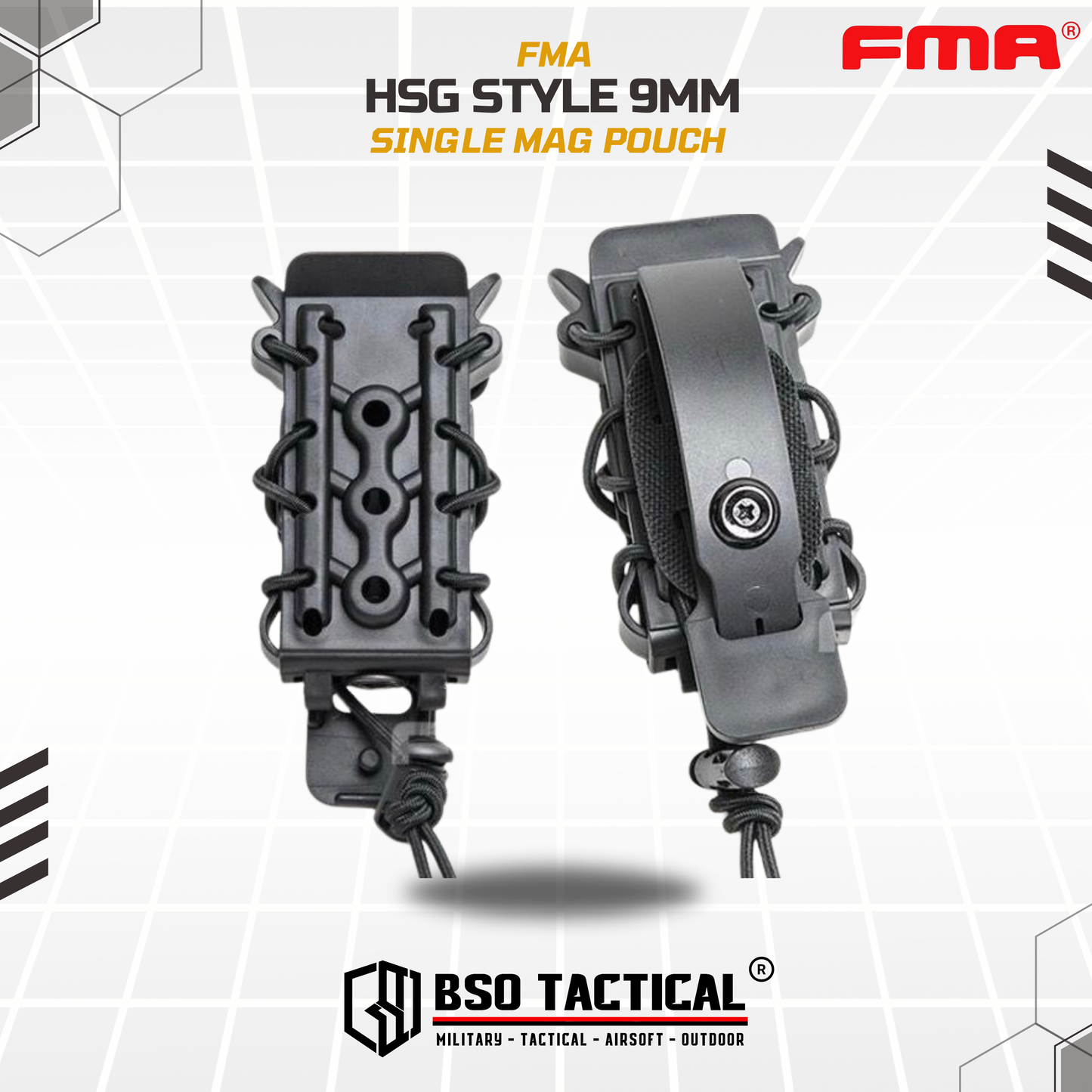 FMA HSG Style Polymer Single Mag Pouch 9mm 556 Molle Clip