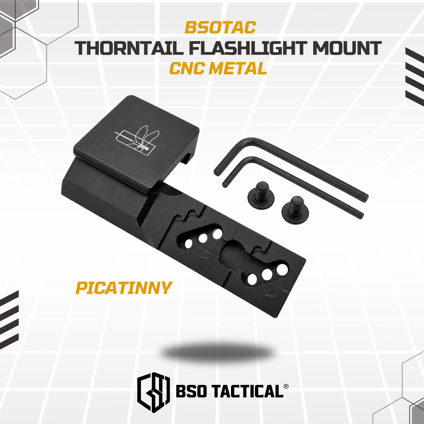 HS Thorntail Style Flashlight Mount Picatiiny Rail MLOK CNC for M300 M600