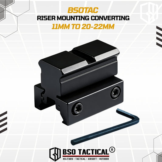 Riser Mounting Adapter Converting 11mm to 20-22mm Picatinny Rail Dull Metal Default