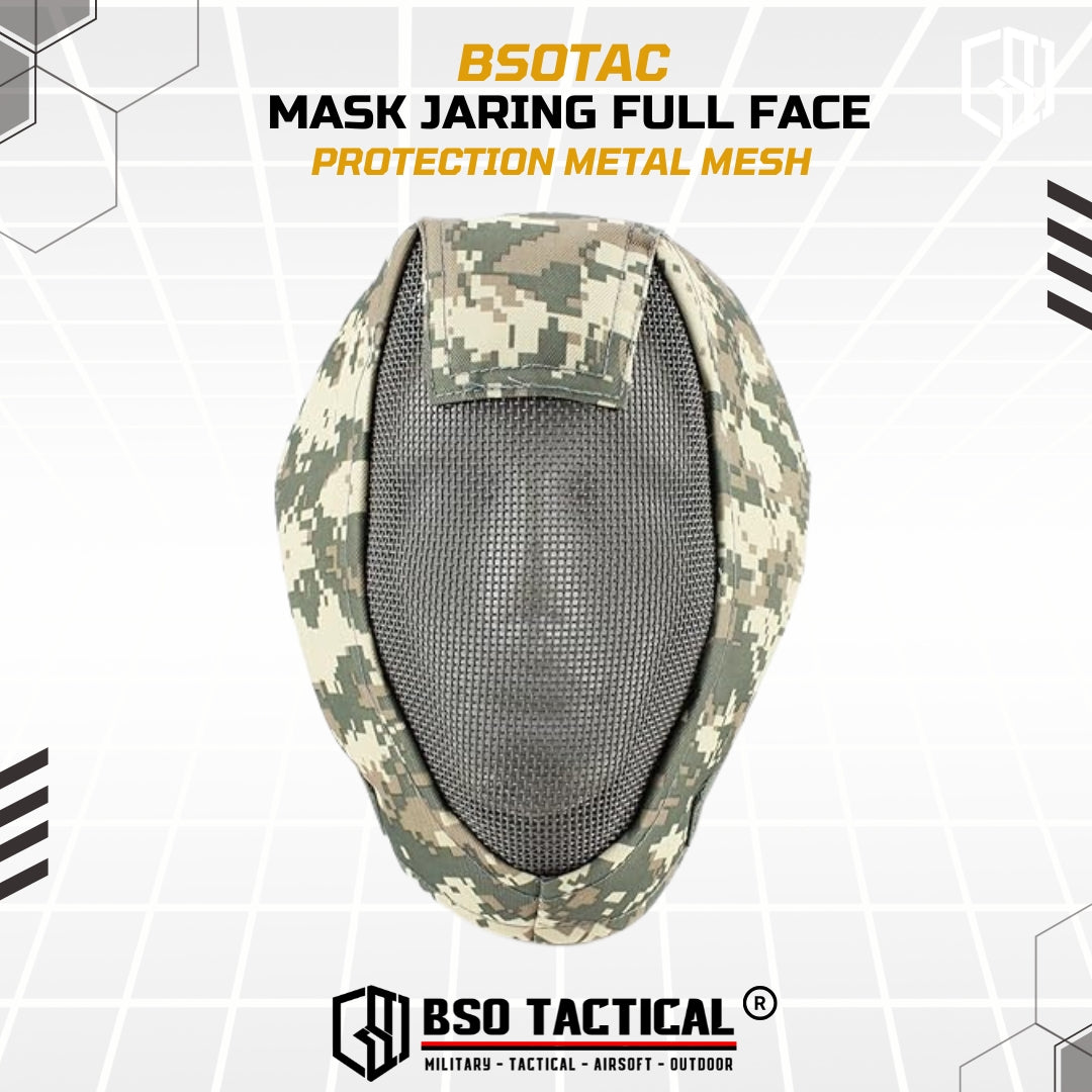 Tactical Mask Jaring Full Face Protection Metal Mesh Adjustable