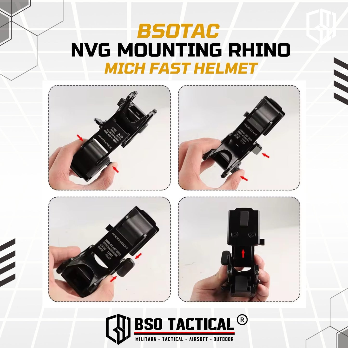 Mounting Rhino MICH FAST Helmet for PVS NV Outdoor