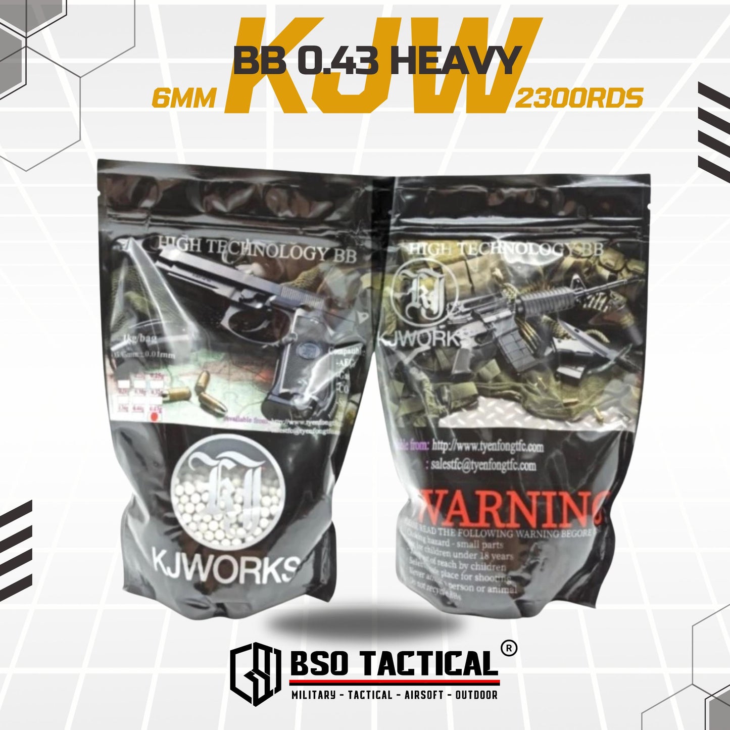 BB Airsoft 6mm KJW 0.43 0,43 2300rds White High Precision Original