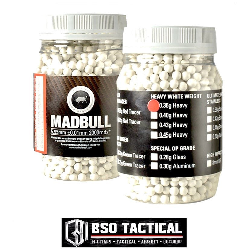 Madbull BB 0.36 0,36 2000rds Heavy White Precision BB - ORIGINAL