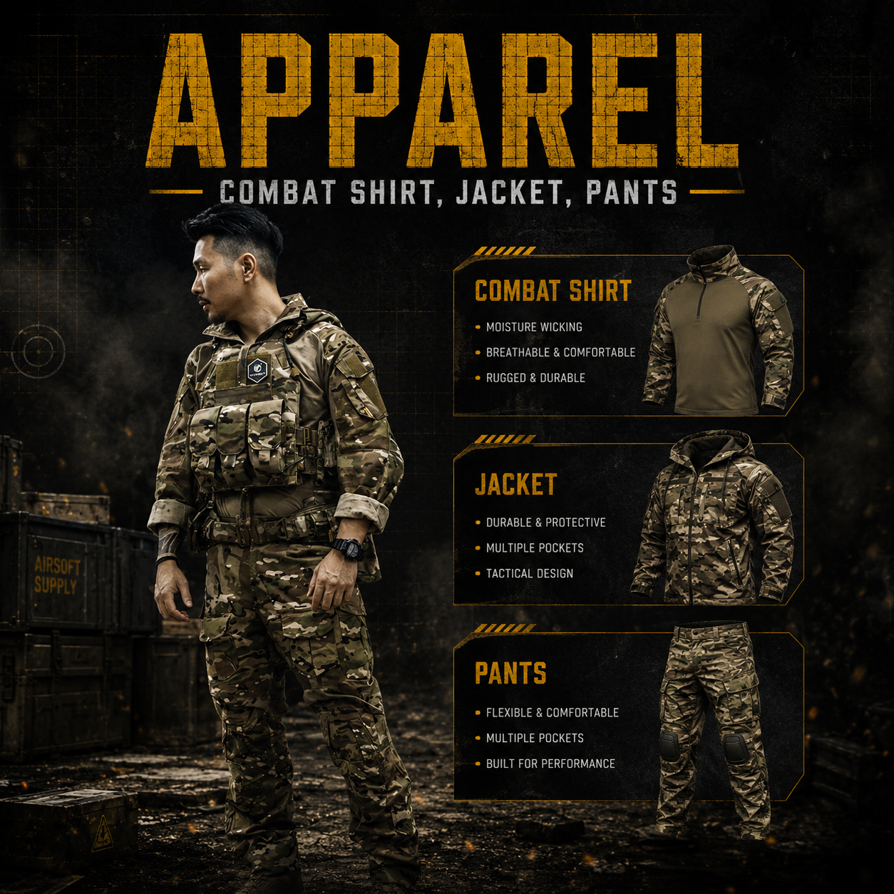 Apparel ( Combat Shirt, Jacket, Pants )