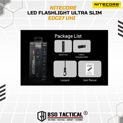 NITECORE Senter LED Flashlight Ultra Slim UHi 20 OLED 3100 Lumens - EDC27 UHi