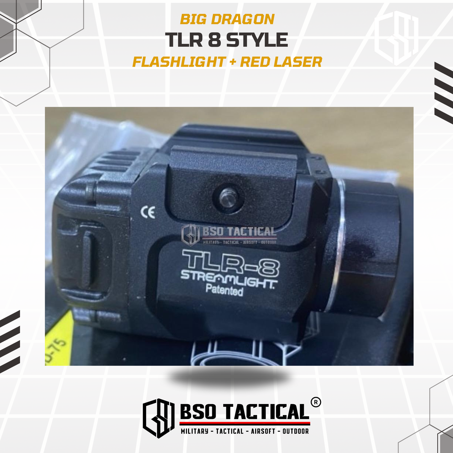 Senter Tactical TLR8 LED Light Combo with Red Laser Picatinny Rail White Flashlight Black