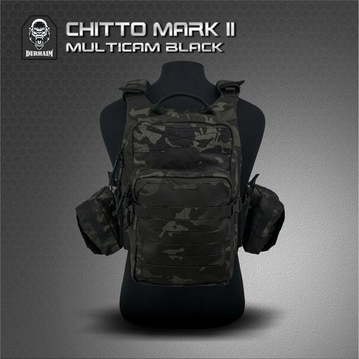 Durhaim Chitto Mark II Plate Carrier Tactical Vest Multicam Black Full Set Rompi Outdoor - ORIGINAL