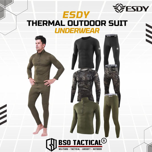 Baju Celana ESDY Tactical Outdoor Thermal Underwear Suit Compression Long John Kaos Pant Spandex Safety Handsock