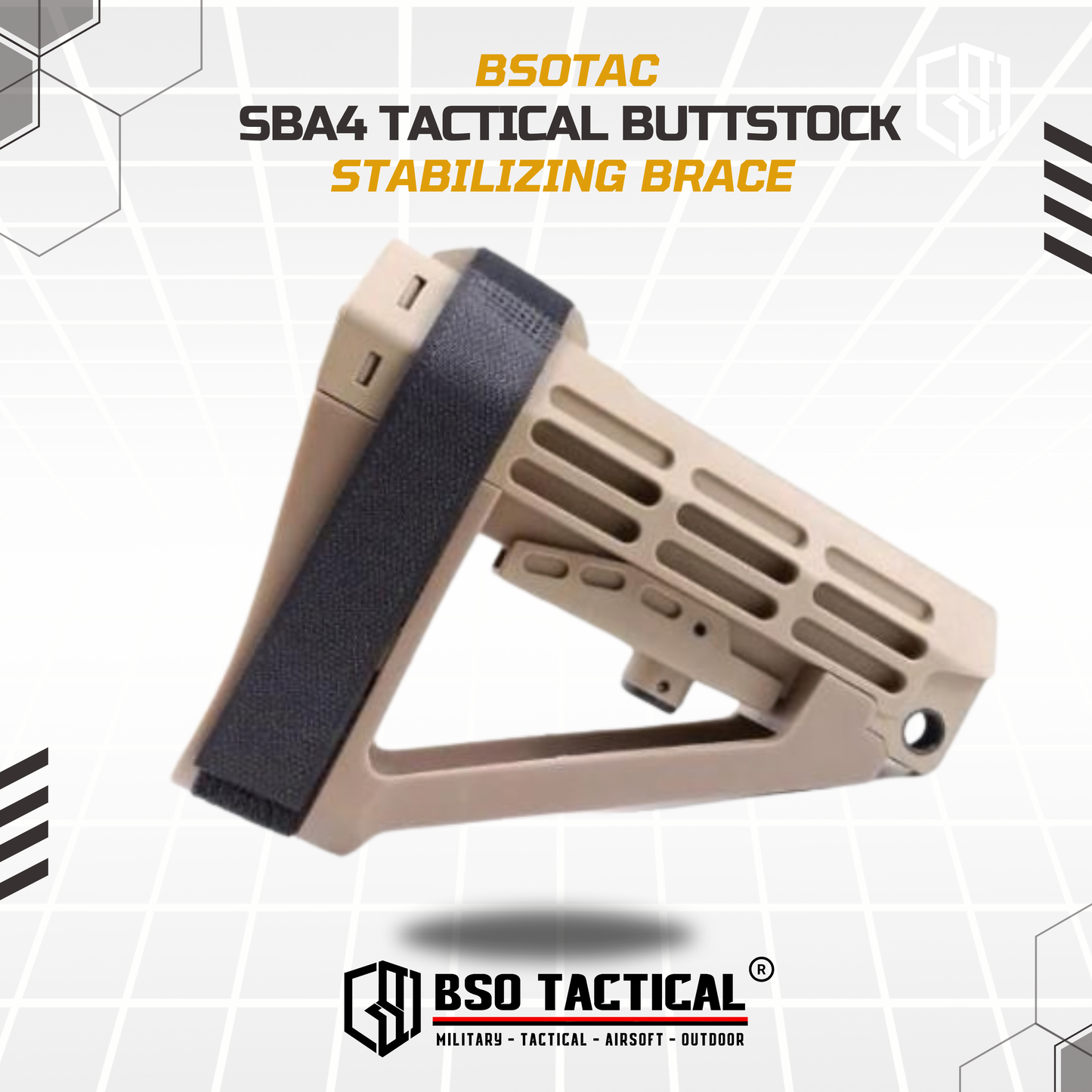 Popor Tactical SBA4 Stabilizing Brace Buttstock AEG WGG Airsoft