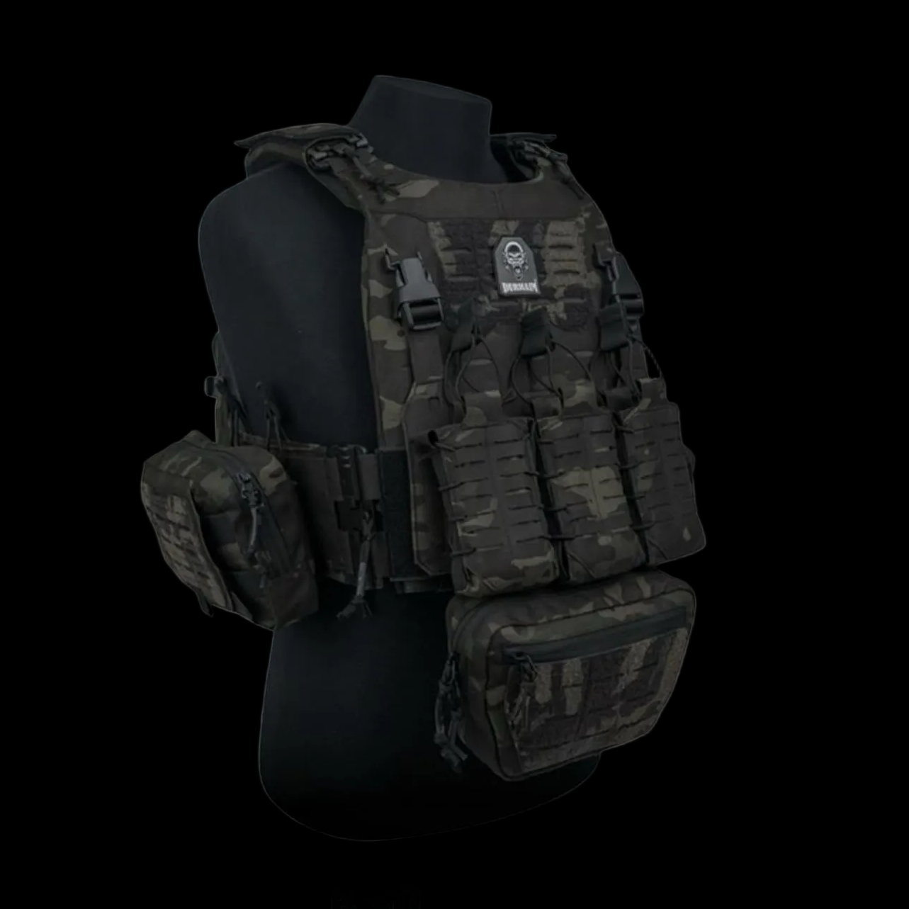 Durhaim Chitto Mark II Plate Carrier Tactical Vest Multicam Black Full Set Rompi Outdoor - ORIGINAL