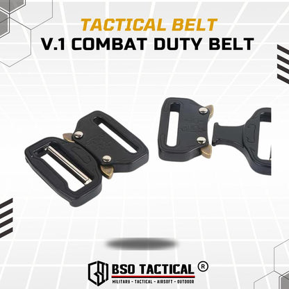Ikat Pinggang Tactical Style V.1 Outdoor Duty Belt Metal Buckle Hitam dengan Bahan Nylon Quick Dry dan Desain Tanpa Lubang