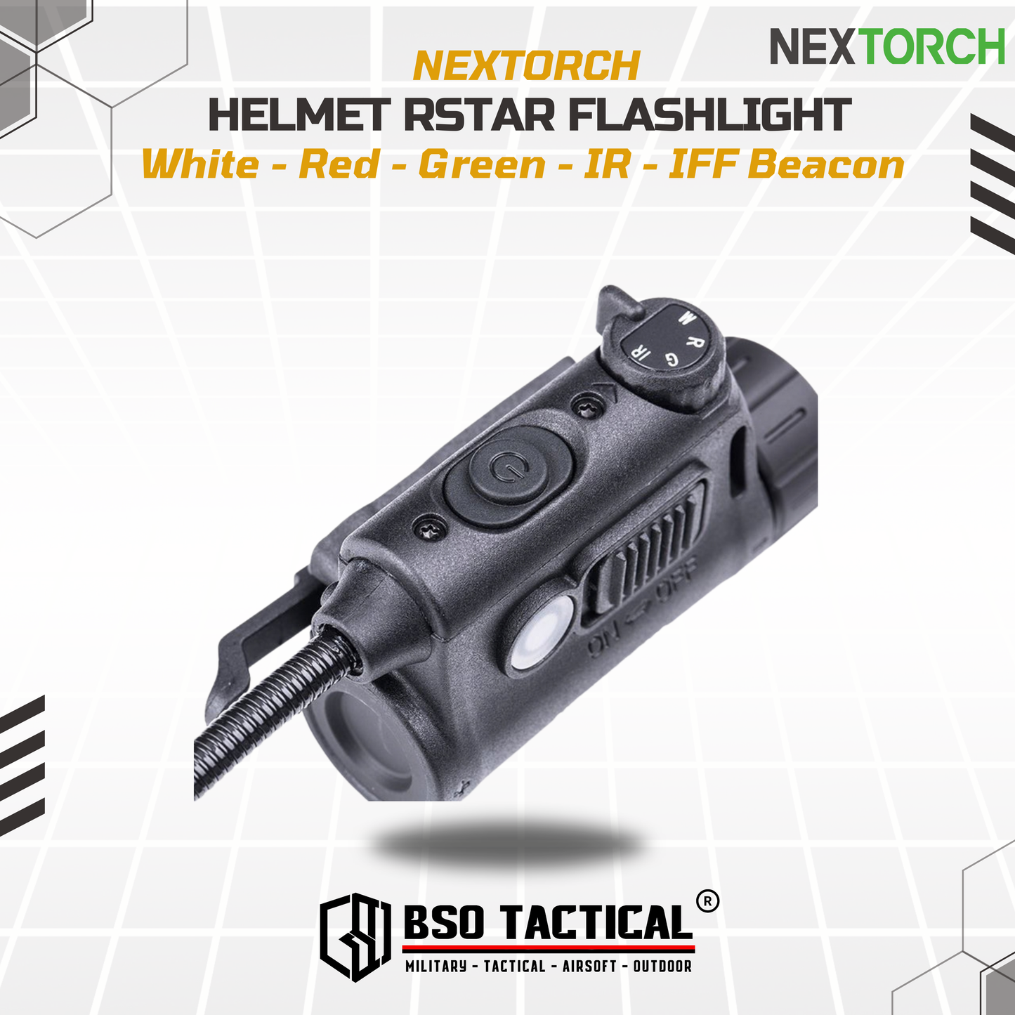 NEXTORCH Senter Helm rStar Multi-light Source Outdoor Helmet Light dengan Warna Putih Merah Hijau IR dan IFF Beacon