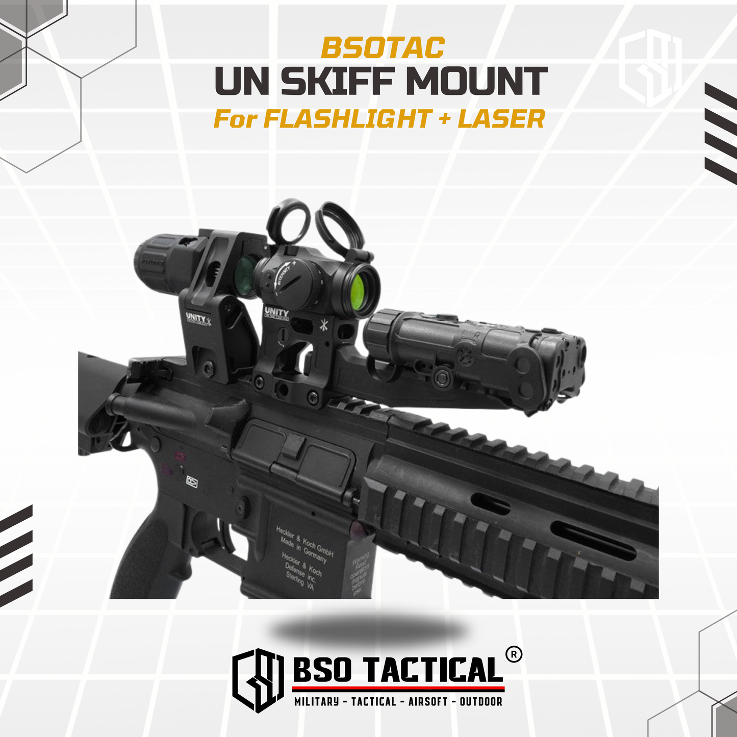 HRF SKIFF Tactical Riser Unity Mount Laser Flashlight ANPEQ Rail 20mm Picatinny