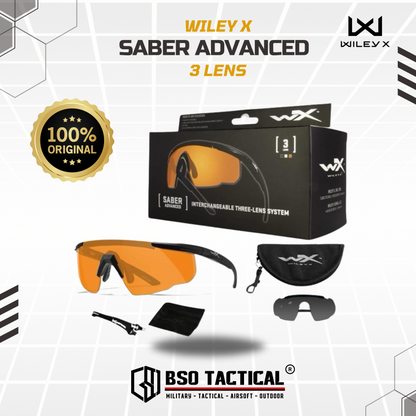 Kacamata Wiley X Saber Advanced 3 Lenses Tactical Sunglasses - ORIGINAL