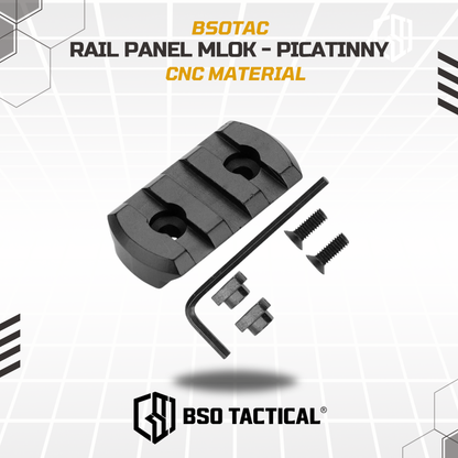 BD Tactical Rail Panel MLOK to Picatinny CNC for Optic Laser Flashlight Accesories - 3/5/7/9/11/13 Slot